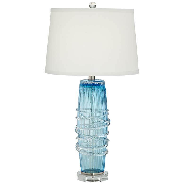 Image 2 Pacific Coast Lighting Artic Blue Sea Handcrafted Modern Glass Table Lamp