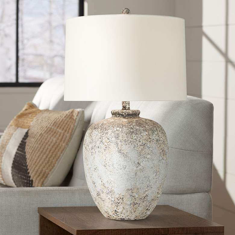 Image 1 Pacific Coast Lighting Astaire 27 inch Weathered Rustic Urn Jar Table Lamp