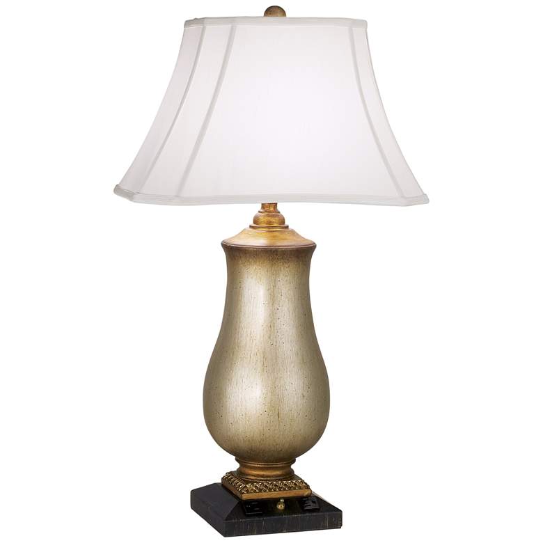 Image 2 Pacific Coast Lighting Barrett Tarnished Silver Urn Table Lamp with Outlets