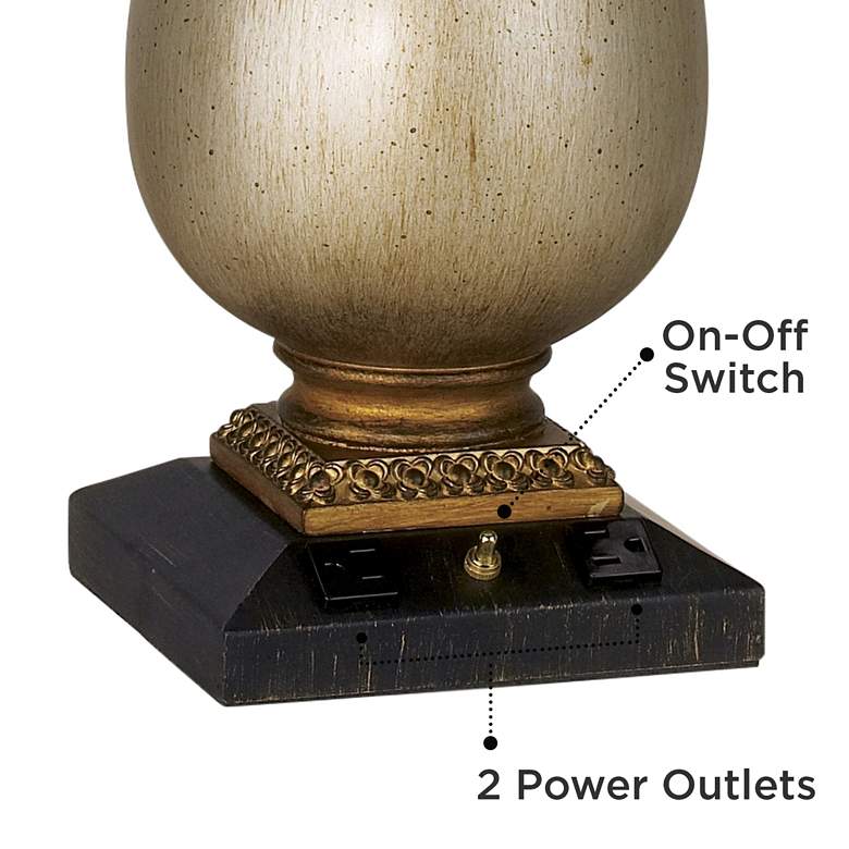 Image 5 Pacific Coast Lighting Barrett Tarnished Silver Urn Table Lamp with Outlets more views