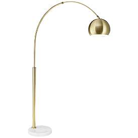 Image2 of Pacific Coast Lighting Basque White Marble and Gold Modern Arc Floor Lamp