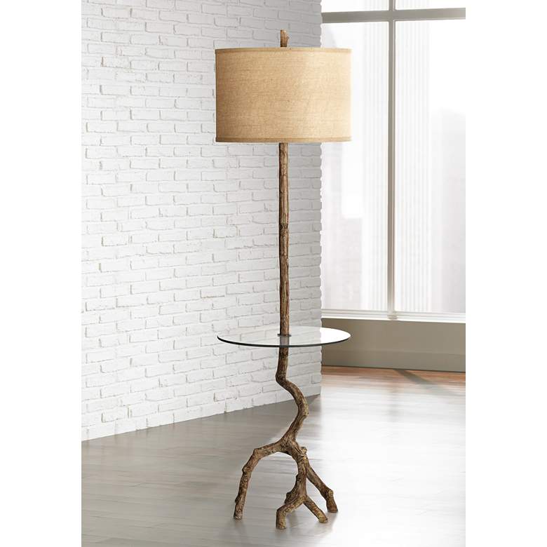 Image 1 Pacific Coast Lighting Beachwood 65" Floor Lamp with Glass Tray Table