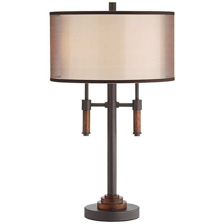 Image 2 Pacific Coast Lighting Bennington Metal Double Shade Table Lamp