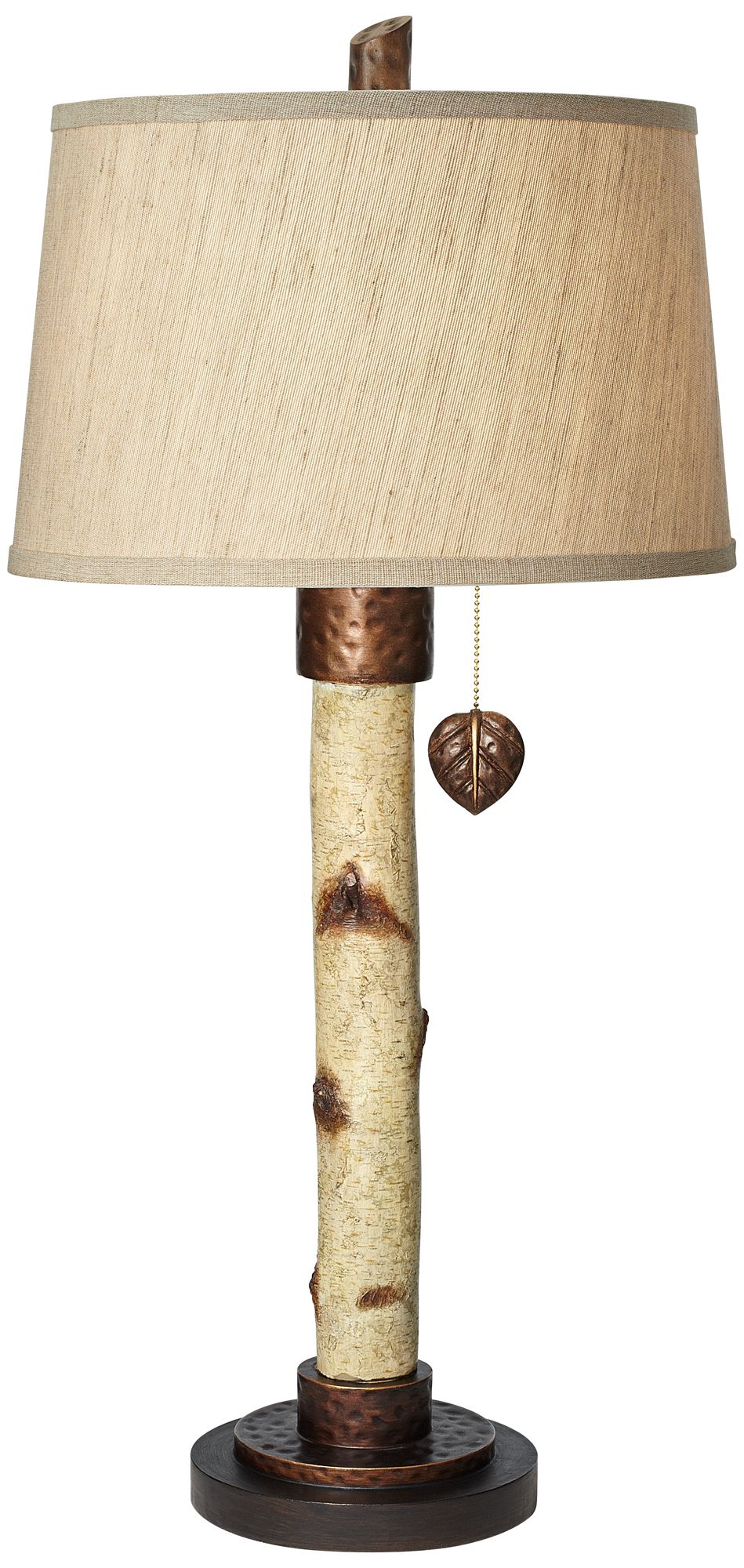 Pacific Coast Lighting Birch Tree Rustic Column Table Lamp with Pull Chain