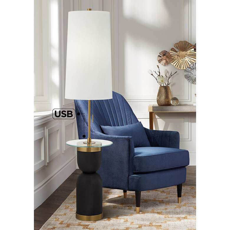 Image 1 Pacific Coast Lighting Black and Gold Modern Tray Table Floor Lamp