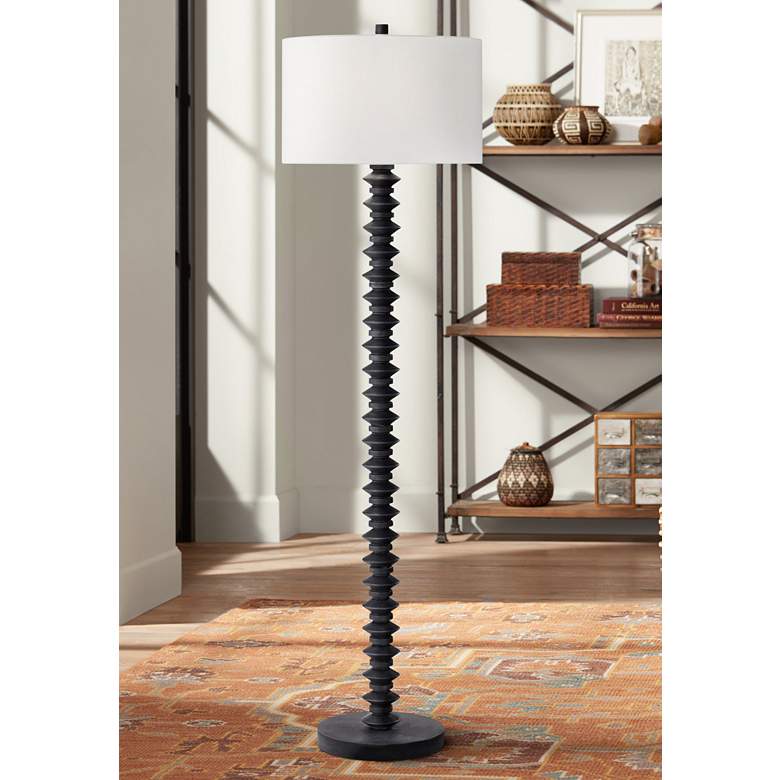 Image 1 Pacific Coast Lighting Black Finish Stacked Column Modern Floor Lamp