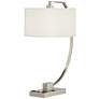 Pacific Coast Lighting Blanco Nickel Arc USB Port and Outlets Table Lamp