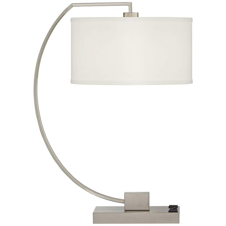 Image 4 Pacific Coast Lighting Blanco Nickel Arc USB Port and Outlets Table Lamp more views