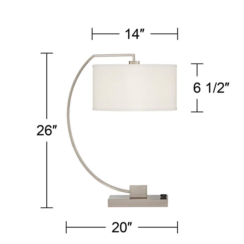 Image 5 Pacific Coast Lighting Blanco Nickel Arc USB Port and Outlets Table Lamp more views