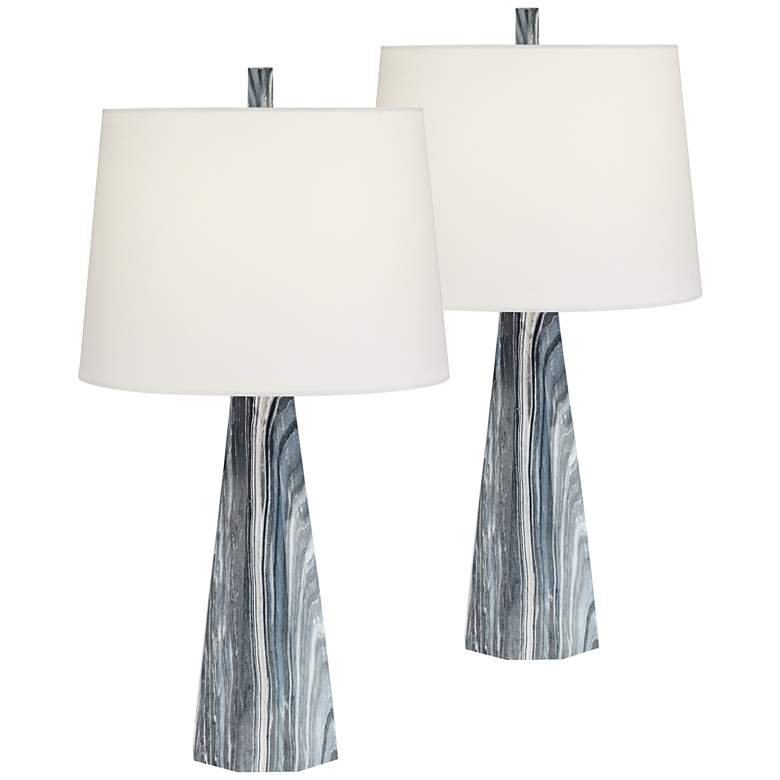 Image 2 Pacific Coast Lighting Bluestone Faux Marble Modern Table Lamps Set of 2