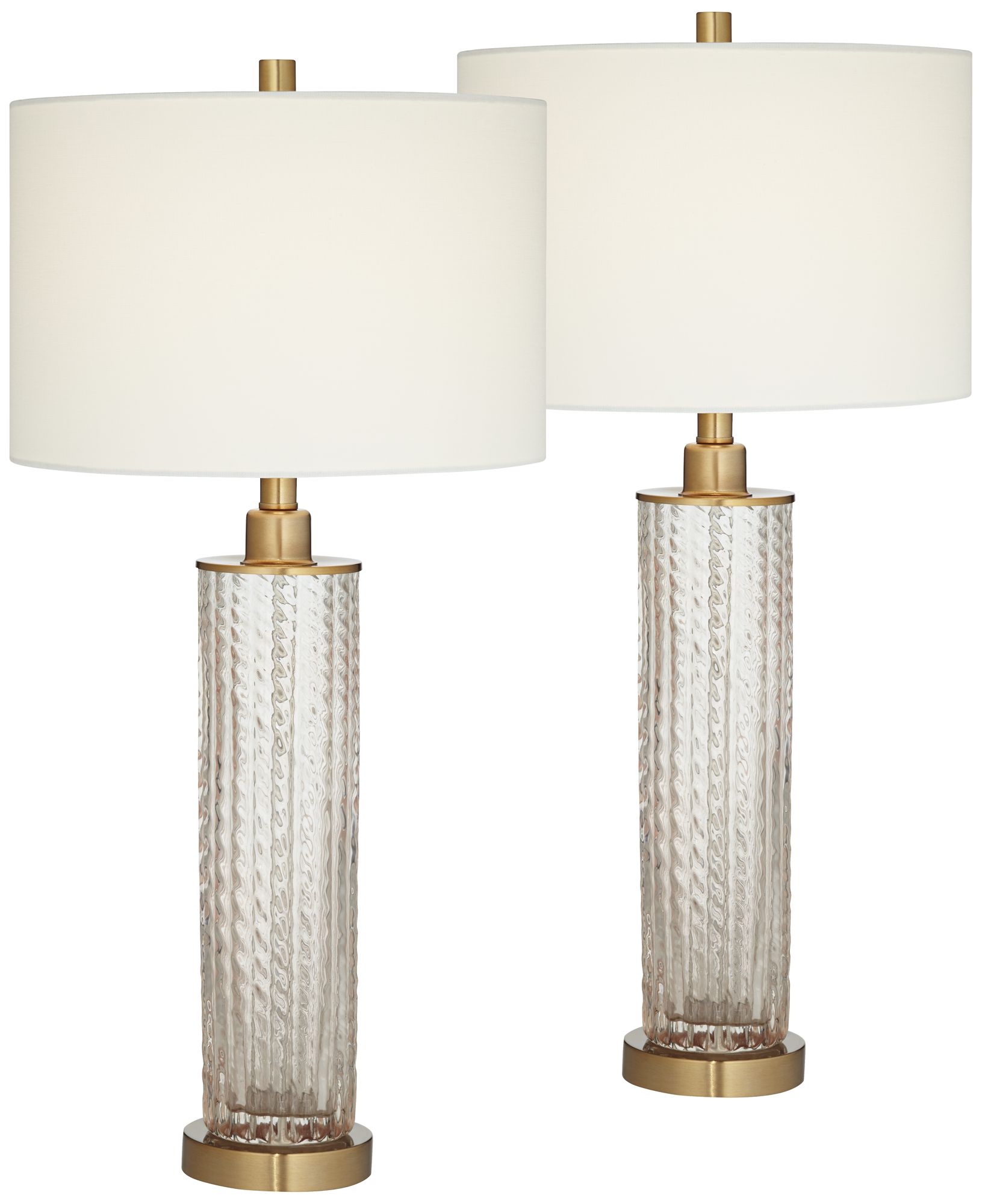 Pacific Coast Lighting Blush Cylinder Glass and Brass Table Lamps Set of 2