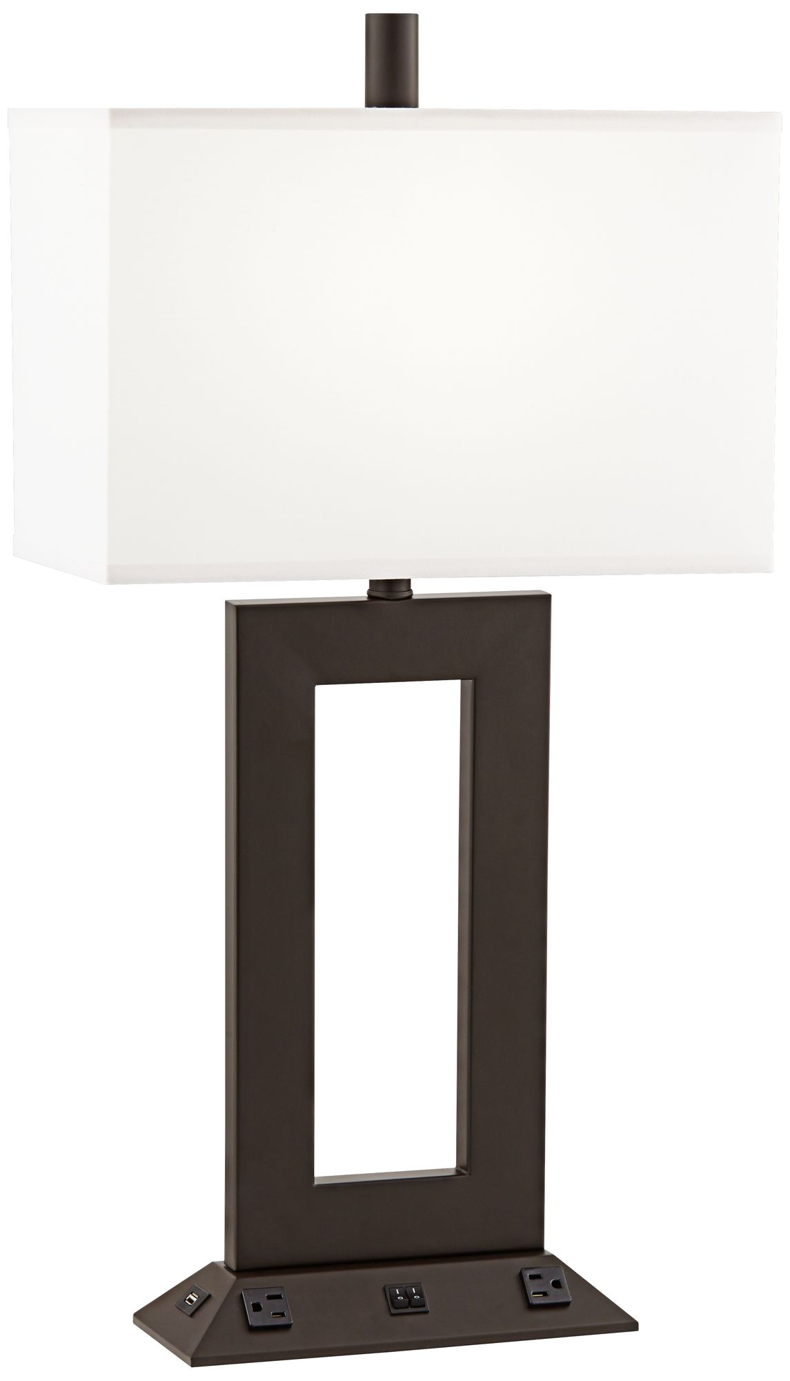 Pacific Coast Lighting Bronze Workstation Outlets and USB Ports Table