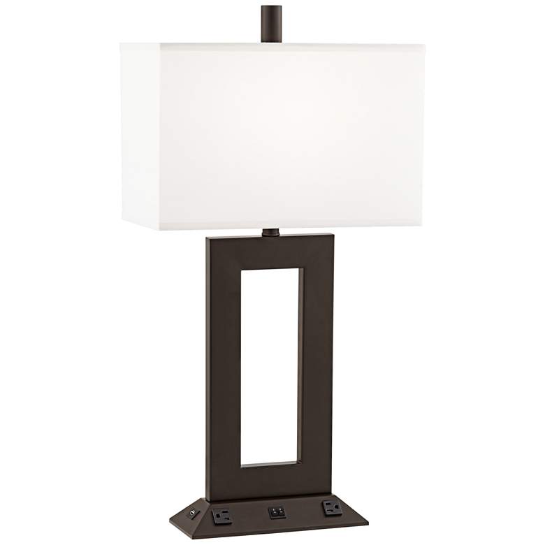Image 1 Pacific Coast Lighting Bronze Workstation Outlets and USB Ports Table Lamp