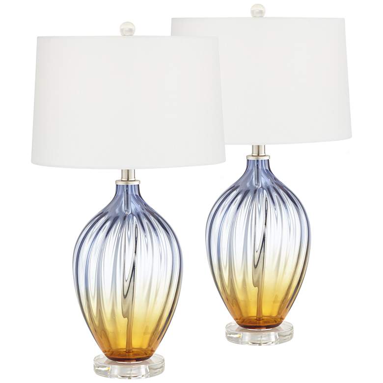 Image 2 Pacific Coast Lighting Camila Blue Yellow Northglass Table Lamps Set of 2