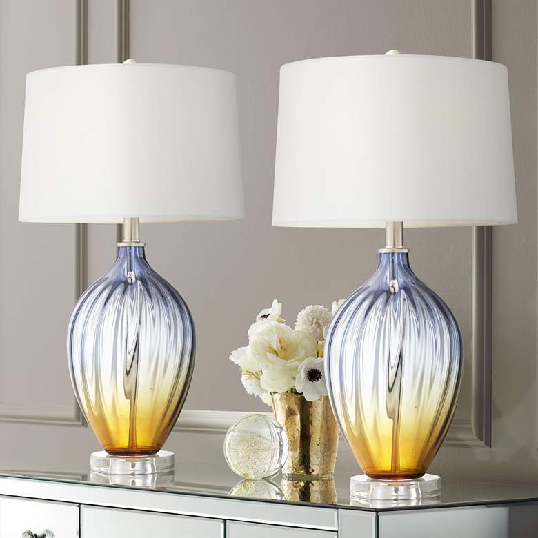 Image 1 Pacific Coast Lighting Camila Blue Yellow Northglass Table Lamps Set of 2