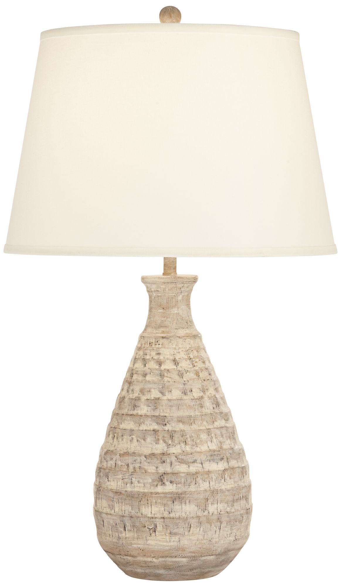 Pacific Coast Lighting Carlin 31" Carved Faux Wood Jar Table Lamp