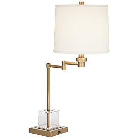 Image2 of Pacific Coast Lighting Carnegie Acrylic and Warm Gold Swing Arm Table Lamp