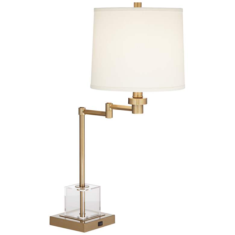 Image 2 Pacific Coast Lighting Carnegie Acrylic and Warm Gold Swing Arm Table Lamp
