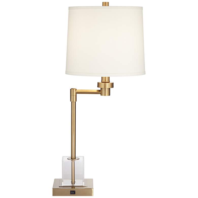 Image 7 Pacific Coast Lighting Carnegie Acrylic and Warm Gold Swing Arm Table Lamp more views