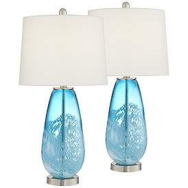 Image2 of Pacific Coast Lighting Clearwater 28" Ocean Blue Glass Lamps Set of 2