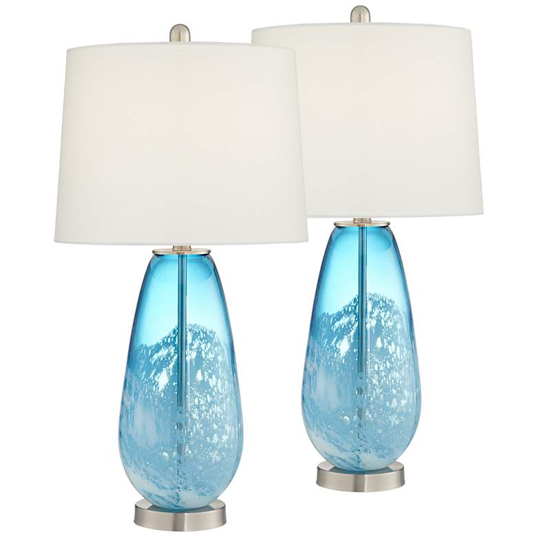 Image 2 Pacific Coast Lighting Clearwater 28" Ocean Blue Glass Lamps Set of 2