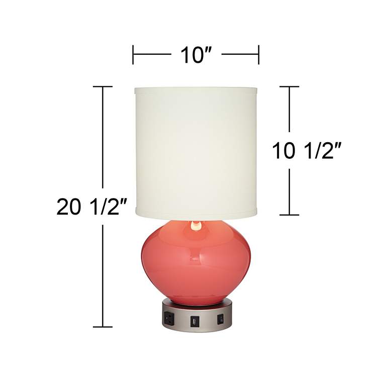 Image 4 Pacific Coast Lighting Coral Glass Table Lamp with USB Port and Outlet more views