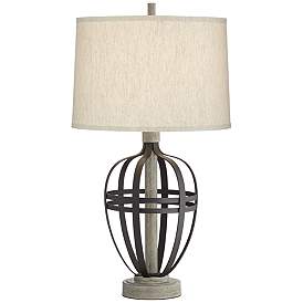 Image2 of Pacific Coast Lighting Crestfield Cove Black Cage USB Table Lamp