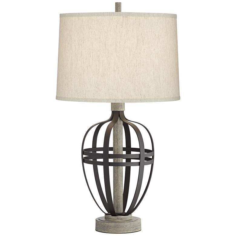 Image 2 Pacific Coast Lighting Crestfield Cove Black Cage USB Table Lamp