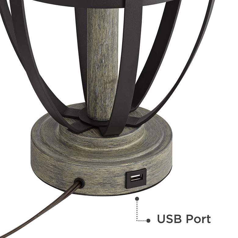 Image 4 Pacific Coast Lighting Crestfield Cove Black Cage USB Table Lamp more views