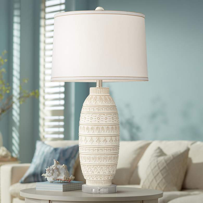 Image 1 Pacific Coast Lighting Cullen Almond Ceramic Table Lamp