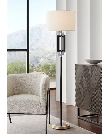 Pacific Coast Lighting Deville 65" Black and Brass Modern Floor Lamp