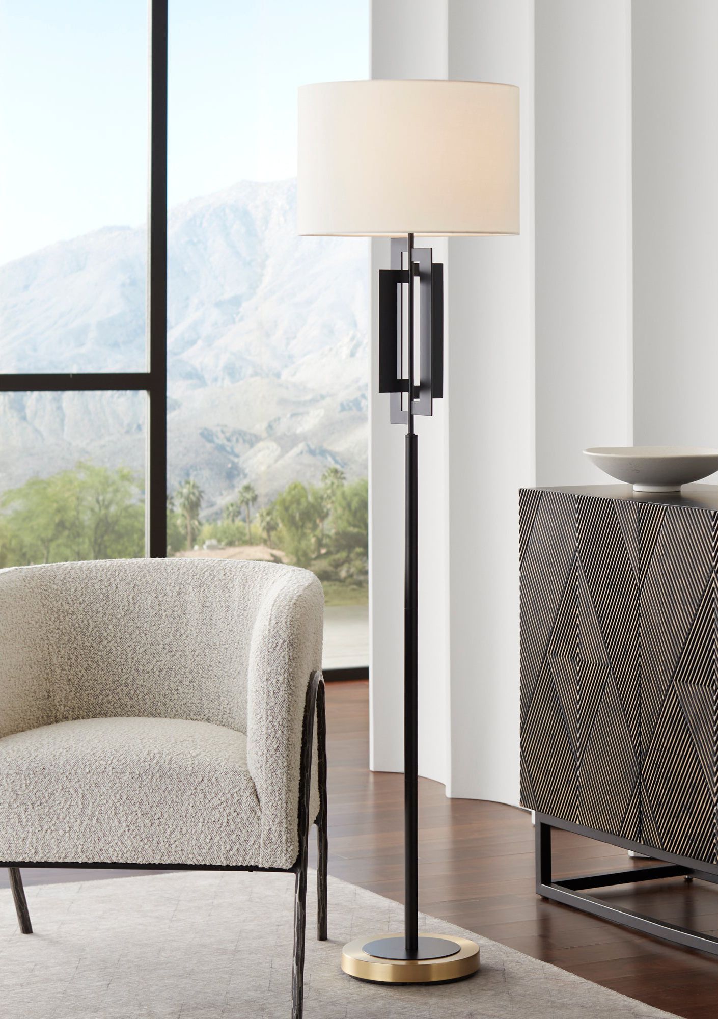 Pacific Coast Lighting Deville Razor Black and Brass Modern Floor Lamp