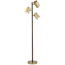 Image2 of Pacific Coast Lighting Donatello Walnut and Brass 3-Light Tree Floor Lamp