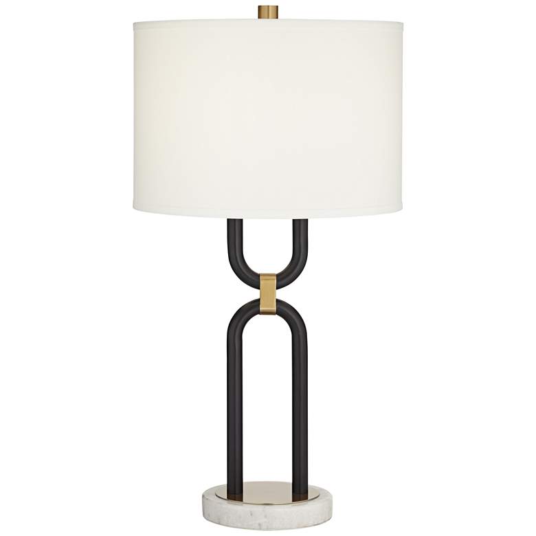 Image 2 Pacific Coast Lighting Double-U Column Black and Marble Modern Table Lamp