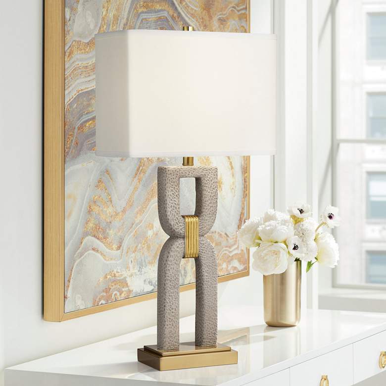 Image 1 Pacific Coast Lighting Double-U Faux Hammered Base Table Lamp
