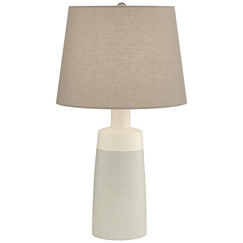 Image 2 Pacific Coast Lighting Effie Grey and Sand Linen Modern Ceramic Table Lamp
