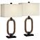 Pacific Coast Lighting Egan Open Ring Bronze and Stone Table Lamps Set of 2