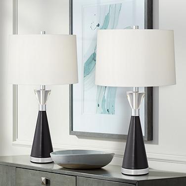 Pacific Coast Lighting Ella 27 1/2" Black and Crystal Lamps Set of 2