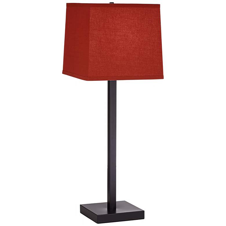 Image 1 Pacific Coast Lighting Espresso Metal Table Lamp with Paprika Red Shade