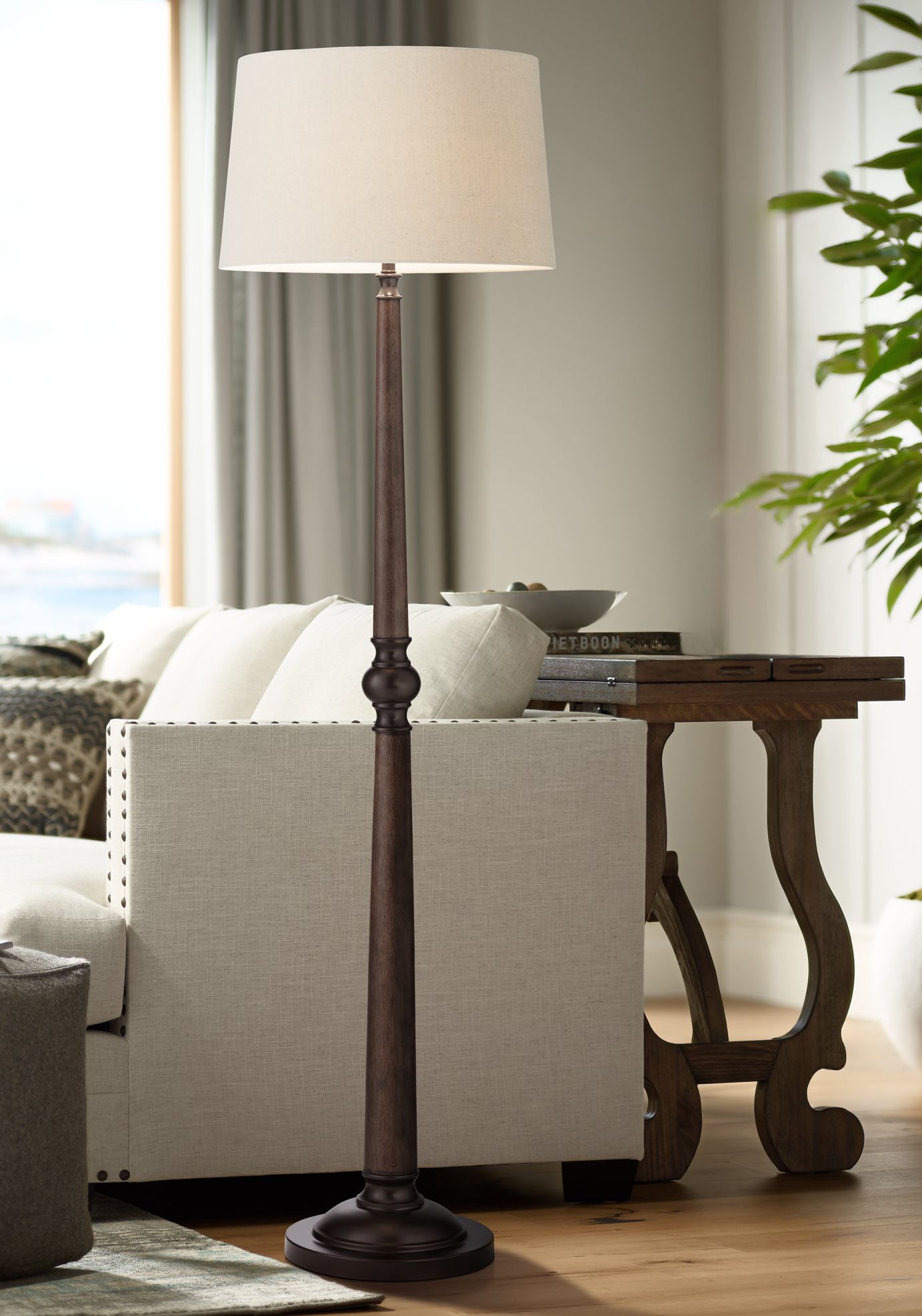 Image Pacific Coast Lighting Farmhouse 65 1/2" Walnut Wood Floor Lamp