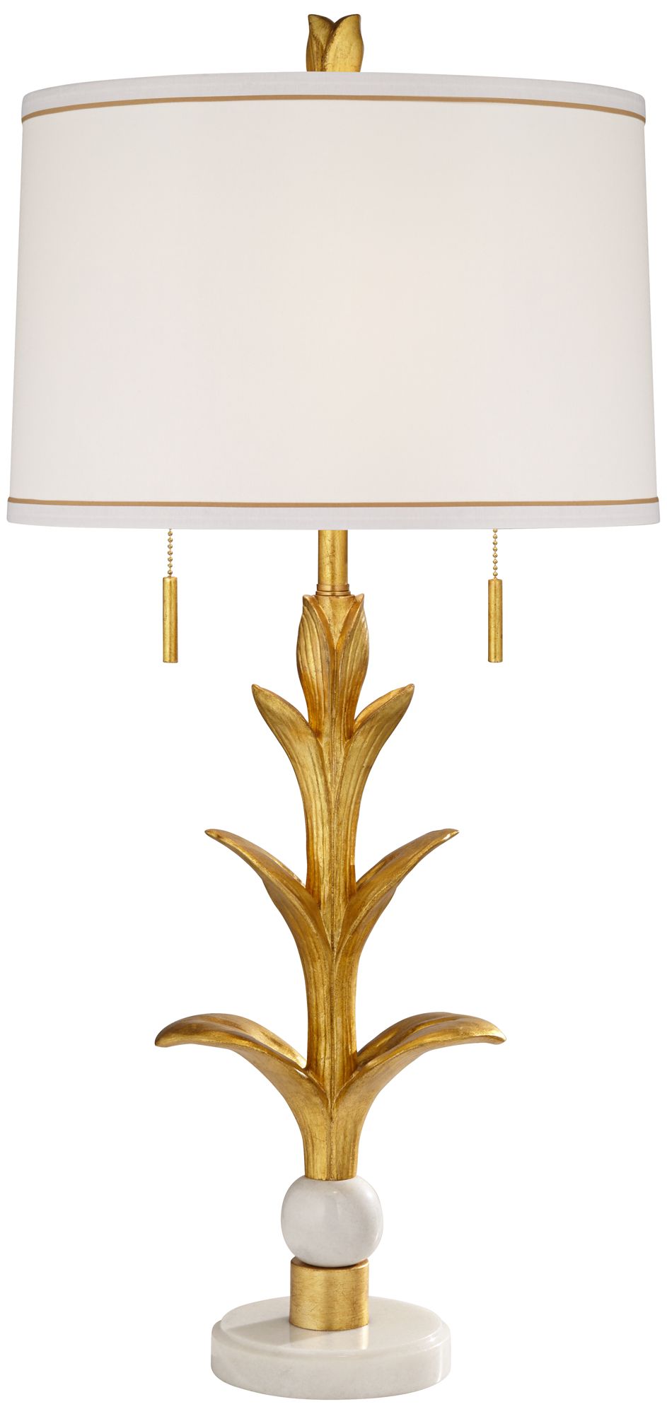 Pacific Coast Lighting Flower Leaf Gold and Marble Traditional Table Lamp