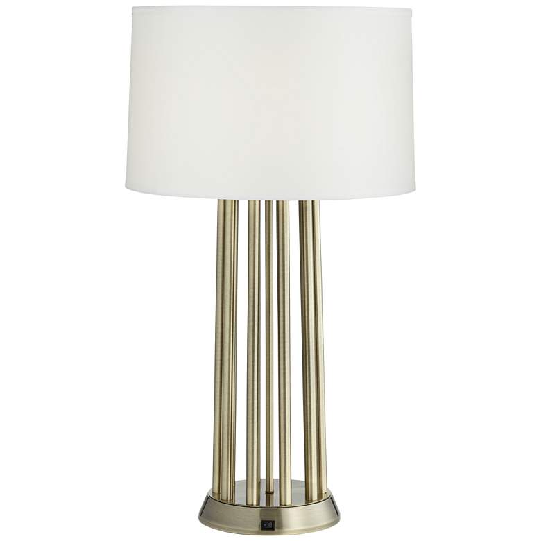 Image 2 Pacific Coast Lighting Gabrielle Antique Brass Metal Pipe Table Lamp