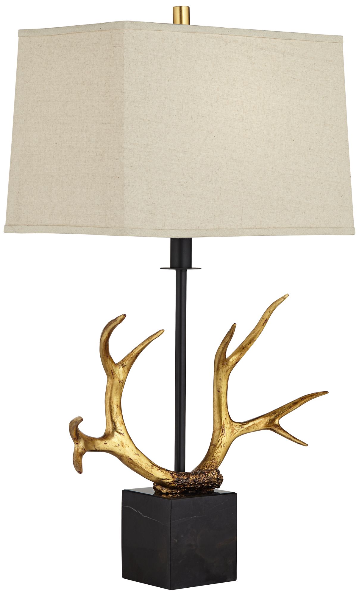 Pacific Coast Lighting Golden Antlers Rustic Table Lamp with Marble Accent
