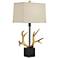 Pacific Coast Lighting Golden Antlers Rustic Table Lamp with Marble Accent