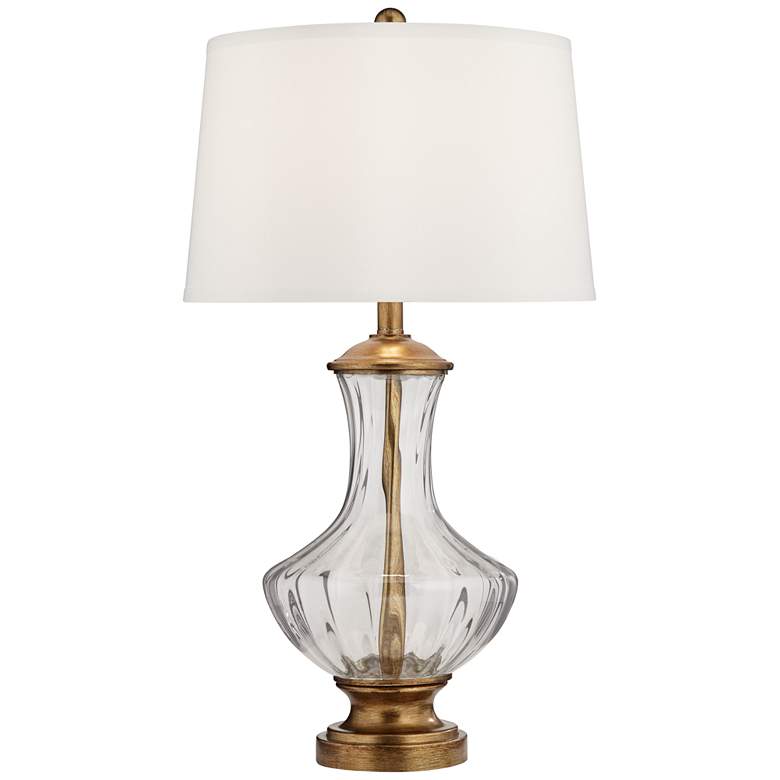Image 2 Pacific Coast Lighting Harlow Brass and Fluted Glass Traditional Table Lamp
