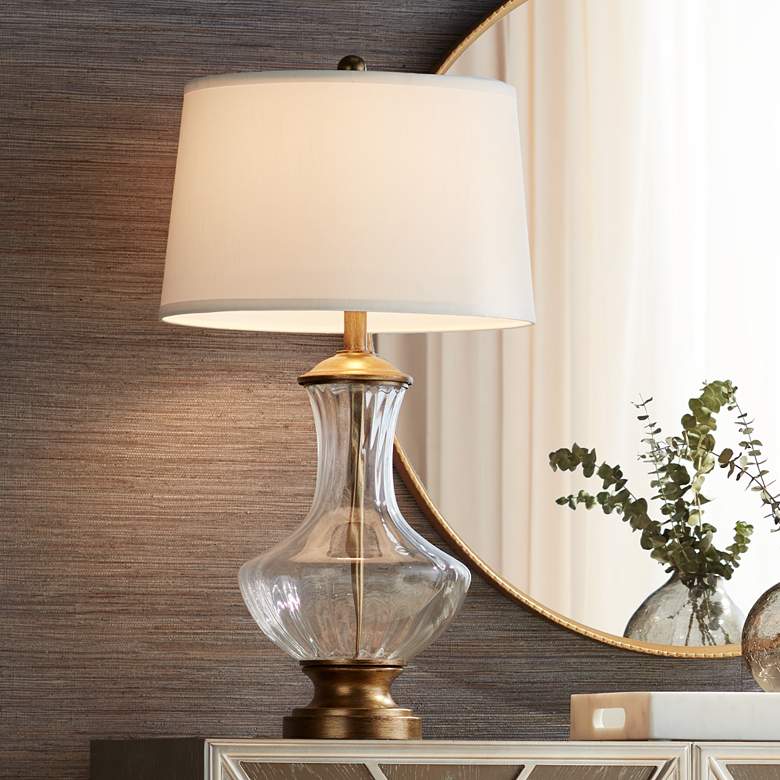 Image 1 Pacific Coast Lighting Harlow Brass and Fluted Glass Traditional Table Lamp