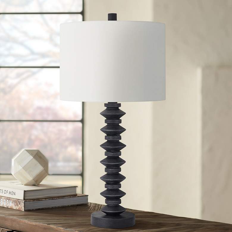 Image 1 Pacific Coast Lighting Heron Turned Column Modern Black Table Lamp