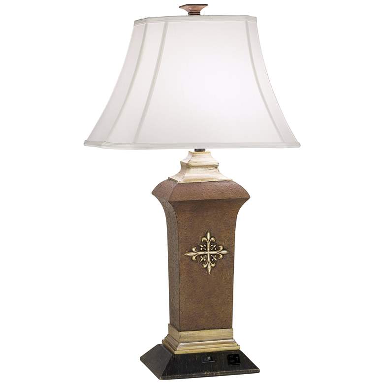 Image 2 Pacific Coast Lighting Hilda Bronze Leather Table Lamp with Outlet
