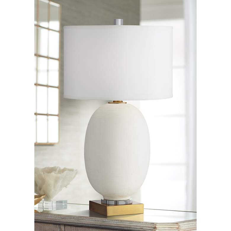 Image 1 Pacific Coast Lighting Hilo White and Warm Gold Oval Table Lamp