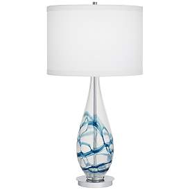 Image2 of Pacific Coast Lighting Indigo Swirl 33 1/2" Blue Art Glass Table Lamp
